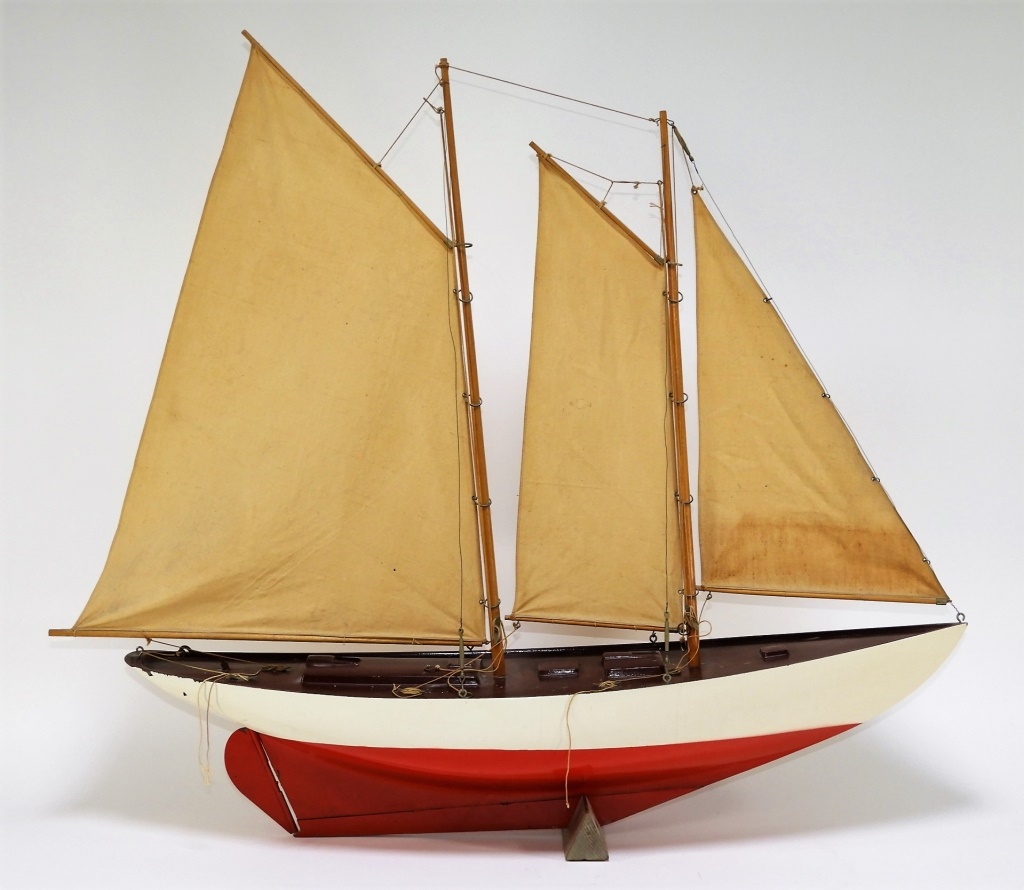 VINTAGE WOOD SCHOONER SAILBOAT 29ca95