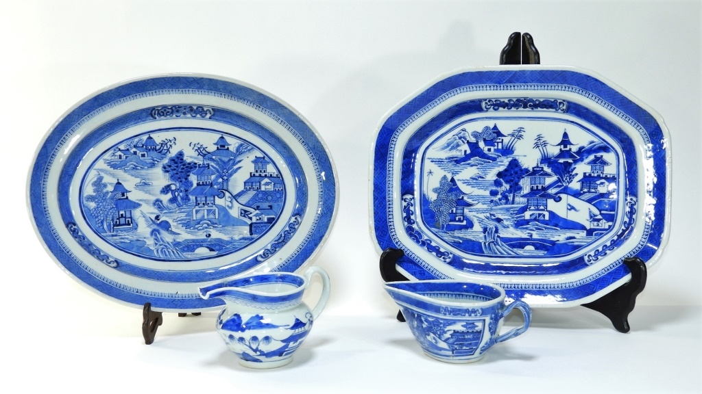 4PC 19C CHINESE EXPORT CANTON PORCELAIN