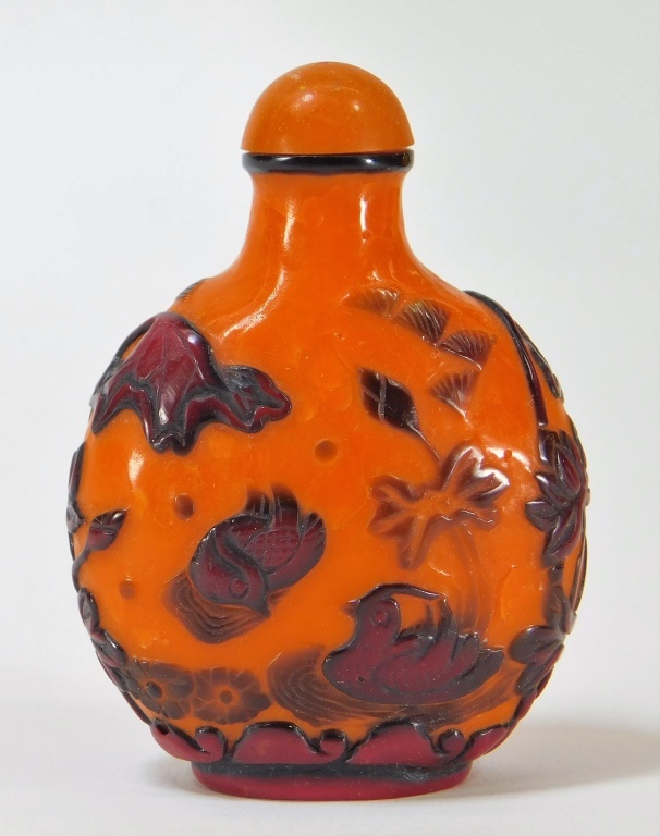 CHINESE ORANGE RED PEKING GLASS 29cb54