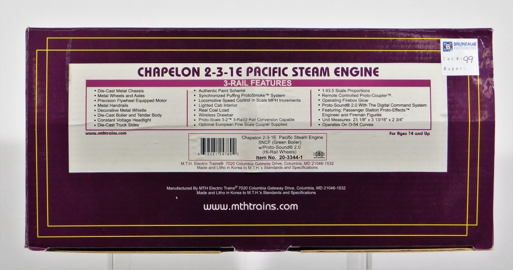 MTH CHAPELON 2 3 1E PACIFIC STEAM 29cd0d