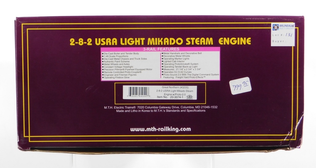 MTH GREAT NORTHERN 282 USRA LIGHT MEKADO