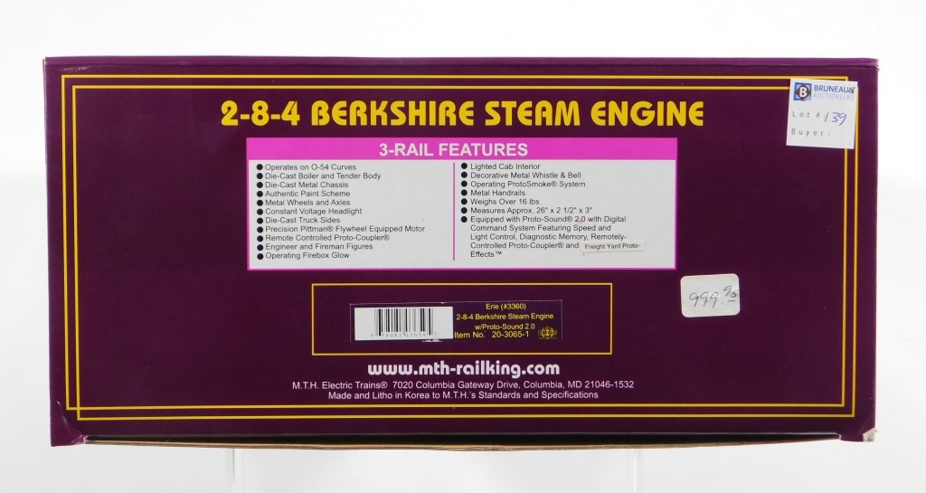 MTH ERIE 284 BERKSHIRE STEAM ENGINE 29cd4f