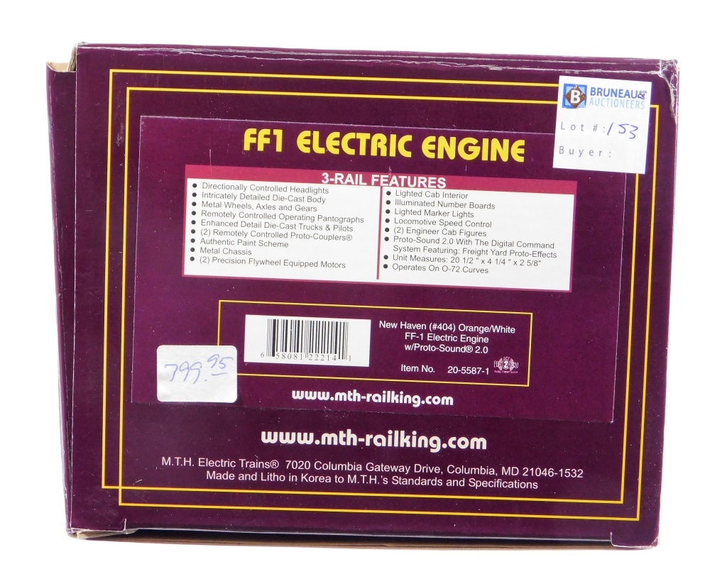 MTH NEW HAVEN FF 1 ELECTRIC TRAIN 29cd68