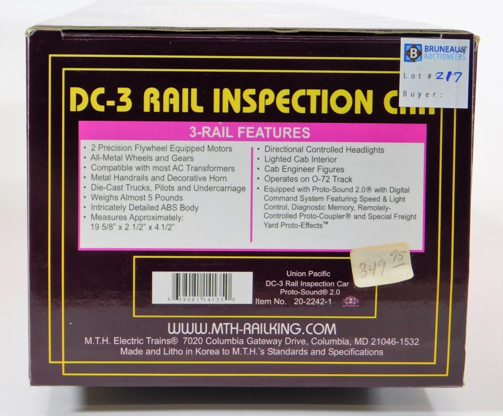 MTH UNION PACIFIC DC 3 RAIL INSPECTION 29cdd6