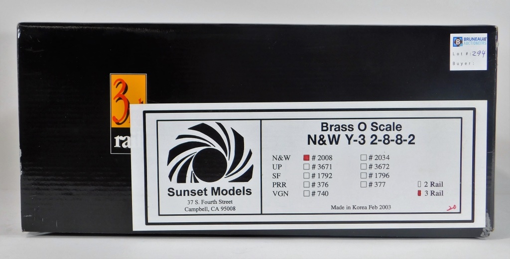 3RD RAIL BRASS O SCALE N&W Y-3