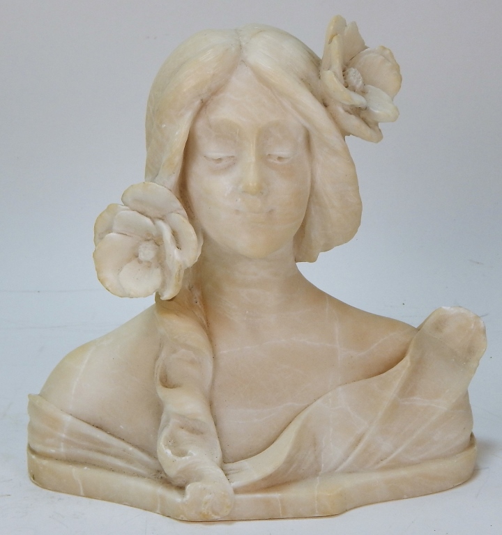 ART NOUVEAU CARVED ALABASTER BUST