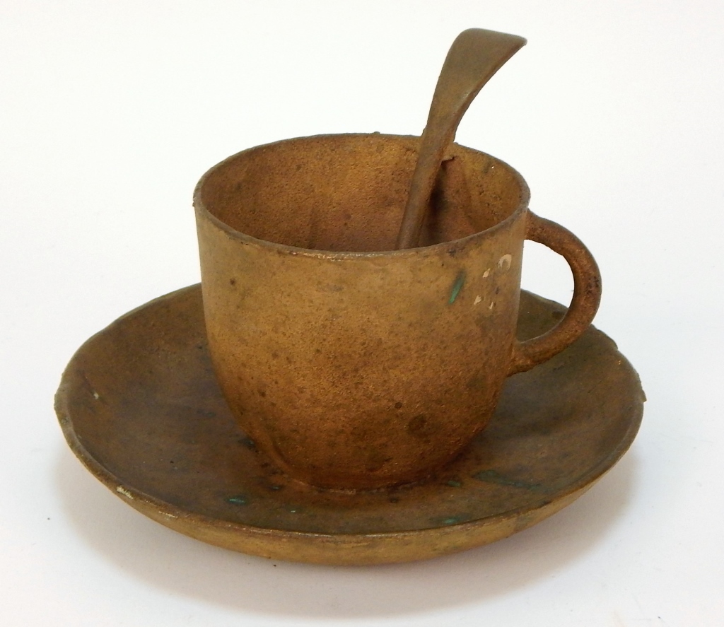 BRONZE STILL LIFE TEA CUP SPOON 29a848