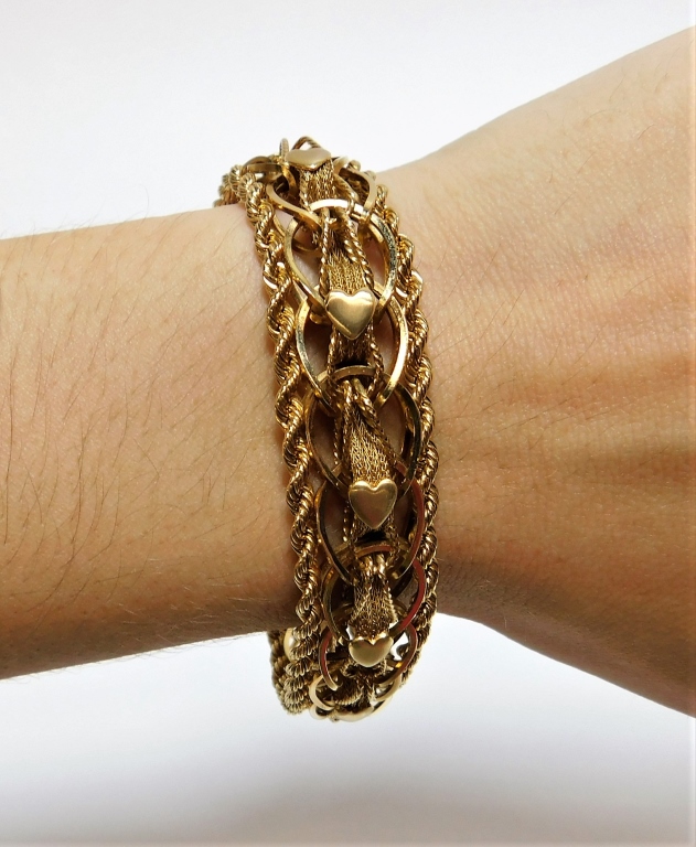 45 4G 14K GOLD BRAIDED ROPE HEART 29a876