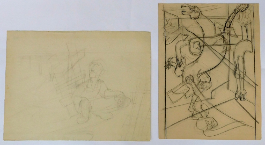 2 OTTO PLAUG FIGURE STUDIES DRAWINGS 29a8b4