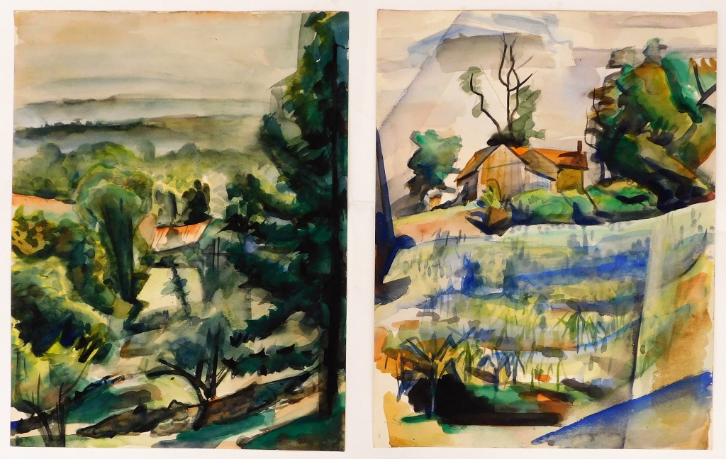 2 OTTO PLAUG LANDSCAPE STUDIES WC PAINTING