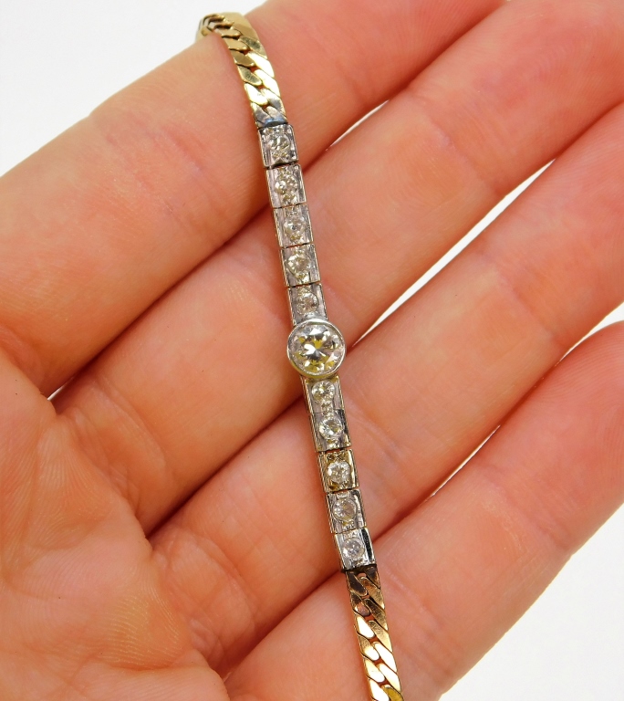 18K YELLOW GOLD DIAMOND HERRINGBONE