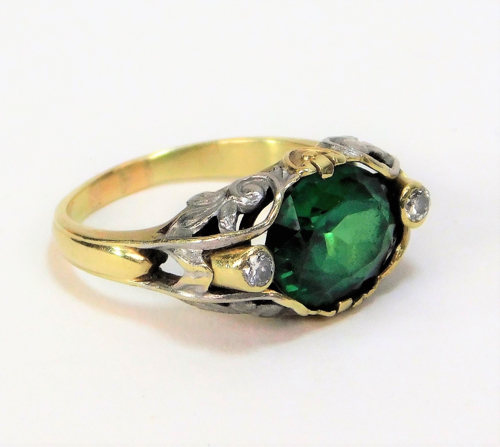 ALLSOP BROS 14K GOLD EMERALD DIAMOND 29a98c