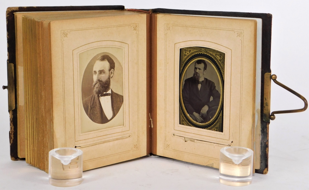 PHOTO ALBUM WITH TINTYPE AND PAPER
