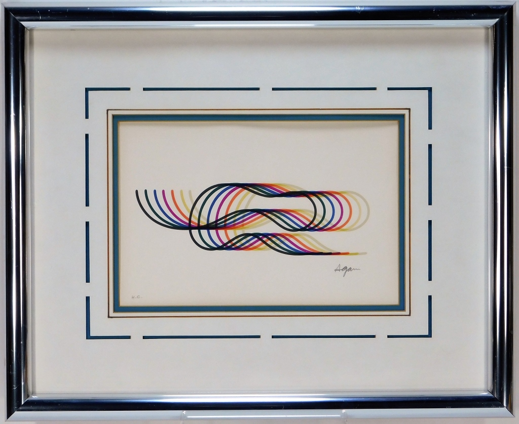 YAACOV AGAM MODERNIST OP ART SQUIGGLE