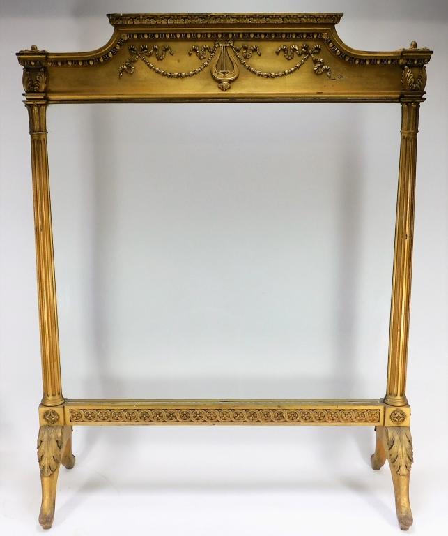 FRENCH GILT GLASS PANEL FIREPLACE