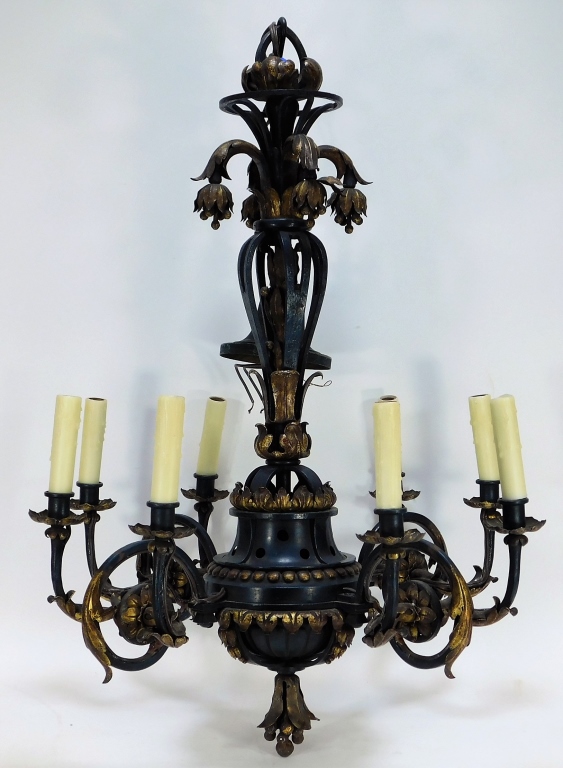 FRENCH STYLE EIGHT LIGHT WROUGHT