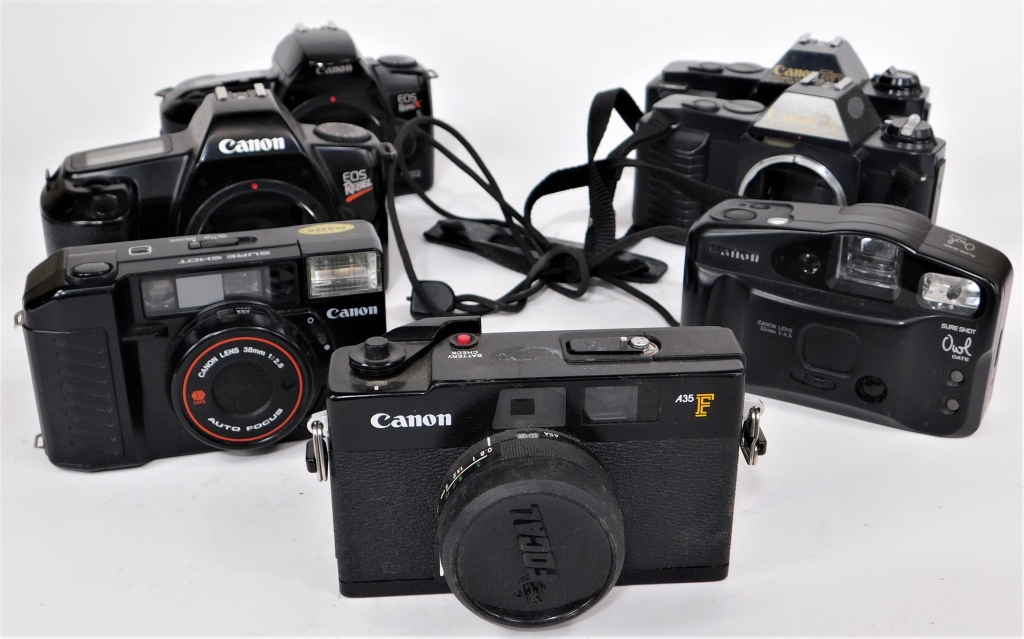 GROUP OF 7 CANON CAMERAS AND BODIES 29ae18