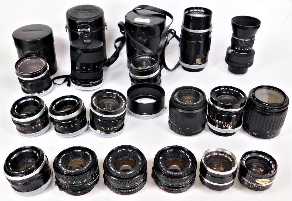 GROUP OF 17 CANON MOUNT LENSES 29ae1a