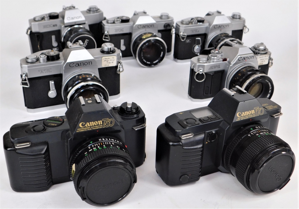 GROUP OF 7 CANON 35MM SLR CAMERAS 29ae15