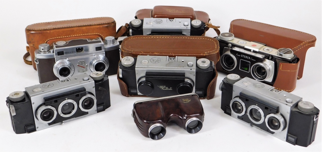 GROUP OF 6 STEREOSCOPIC CAMERAS AND