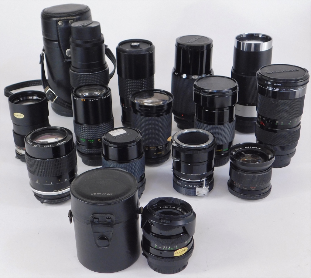 GROUP OF 14 NIKON F MOUNT LENSES 29b051