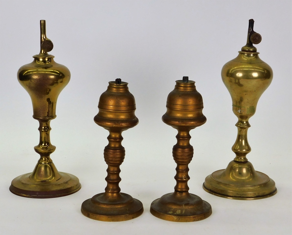 4PC 19C FRENCH BRASS WHALE OIL