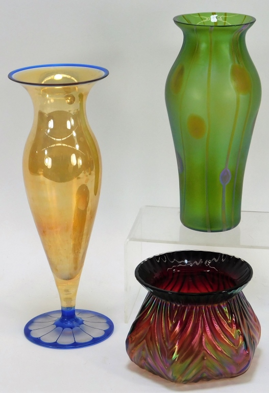 3 BOHEMIAN CZECH ART GLASS VASE 29b24b