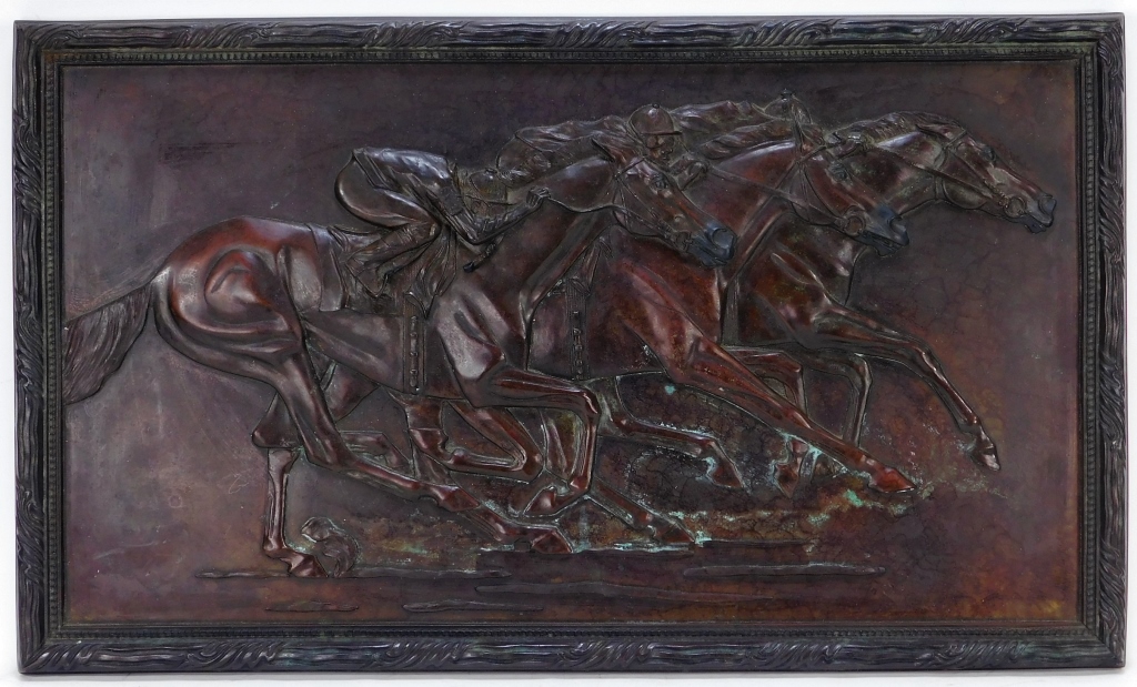 AMERICAN BRONZE RELIEF HORSE RACING