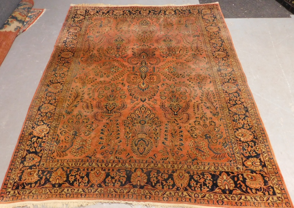 ANTIQUE ORIENTAL SAROUK RUST BOTANICAL 29b326