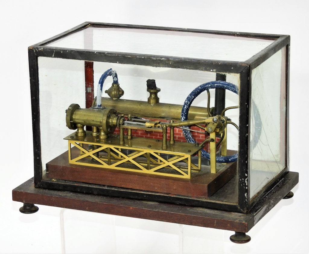 ANTIQUE HORIZONTAL STEAM ENGINE 29b33a