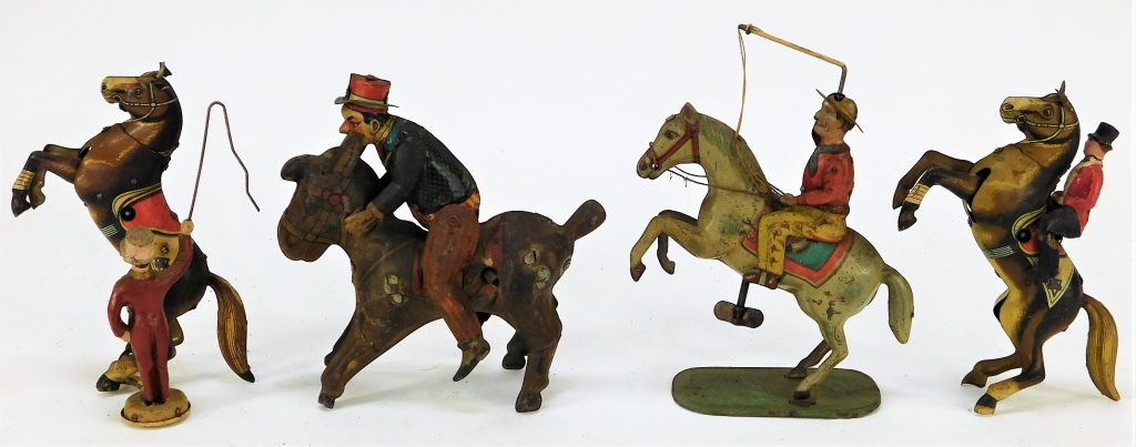 4PC EARLY GERMAN TIN LITHO WIND UP HORSE