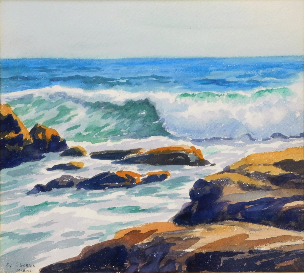 C. GORDON HARRIS COASTLINE WATERCOLOR