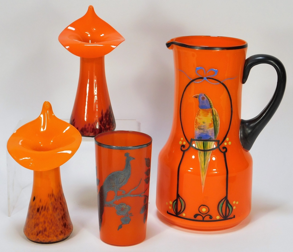 ORANGE BOHEMIAN CZECH ART GLASS