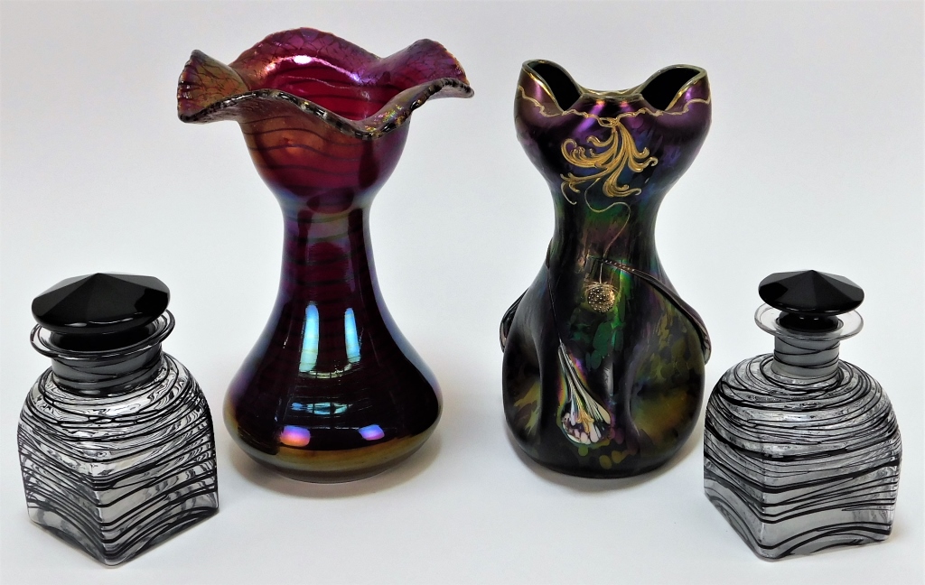 4PC BOHEMIAN CZECH OIL SLICK ART 29b46d