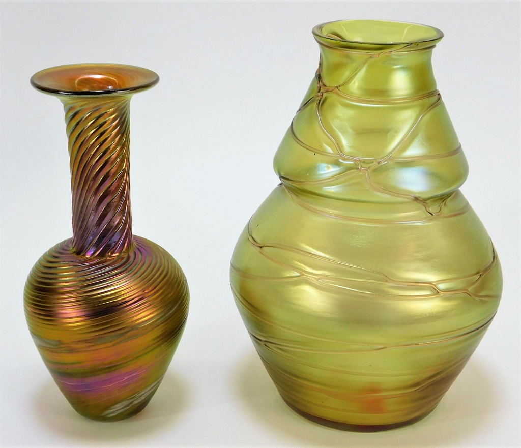 2PC LOETZ AND ROBERT HELD ART GLASS