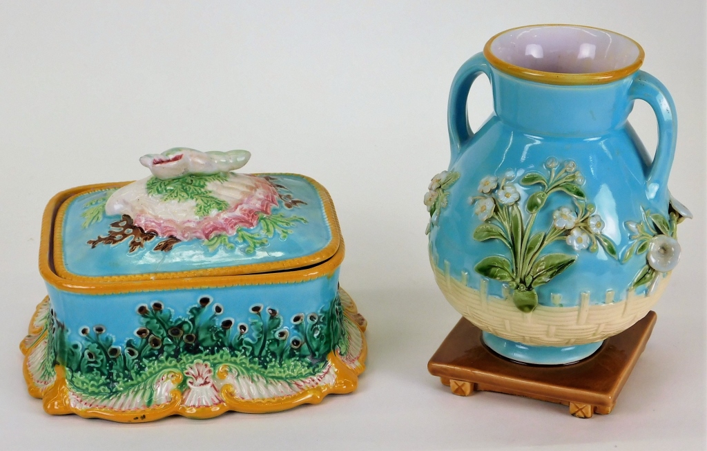 2PC GEORGE JONES AND MINTON MAJOLICA