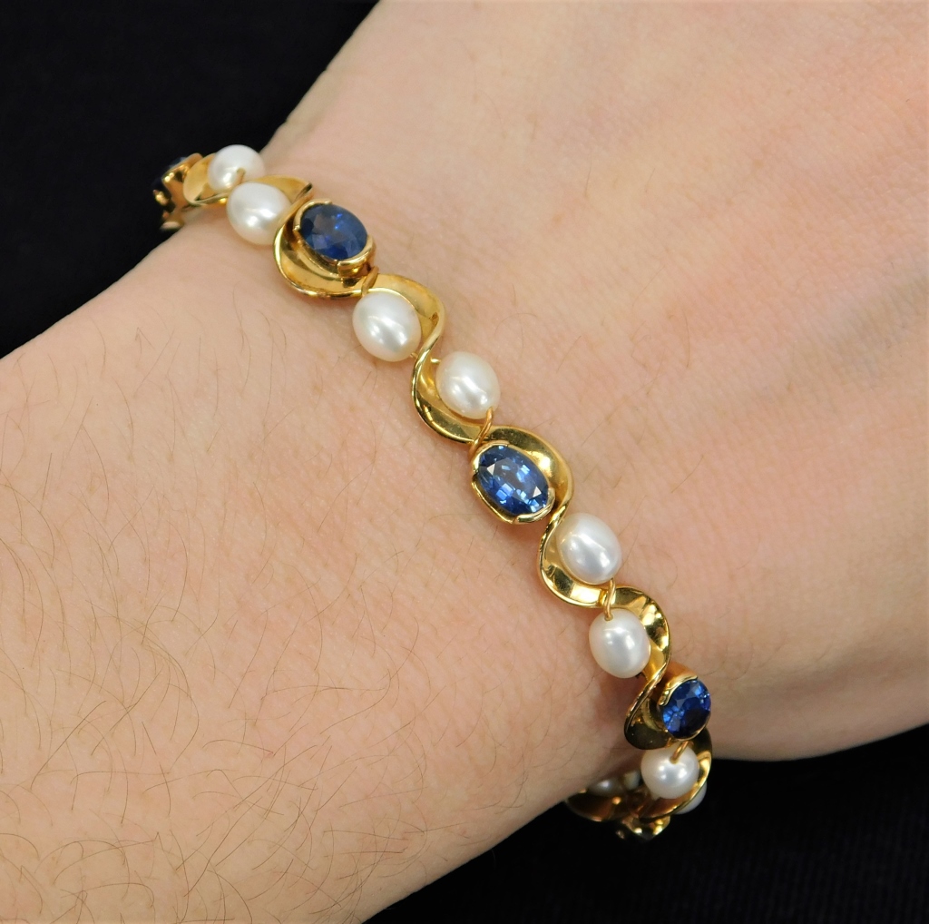 14K LADY S GOLD PEARL SAPPHIRE 29b4e9