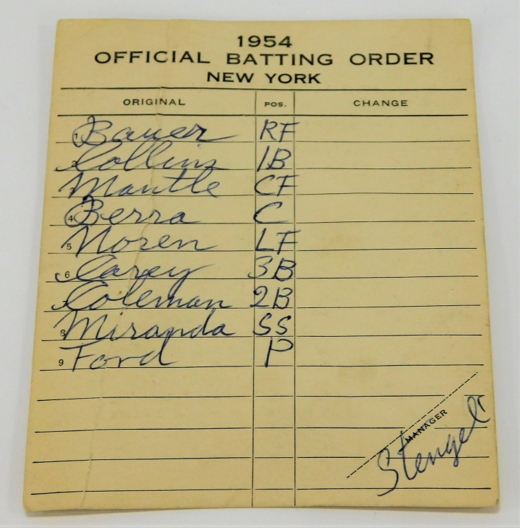 1954 CASEY STENGEL YANKEES OFFICIAL 29b4e0