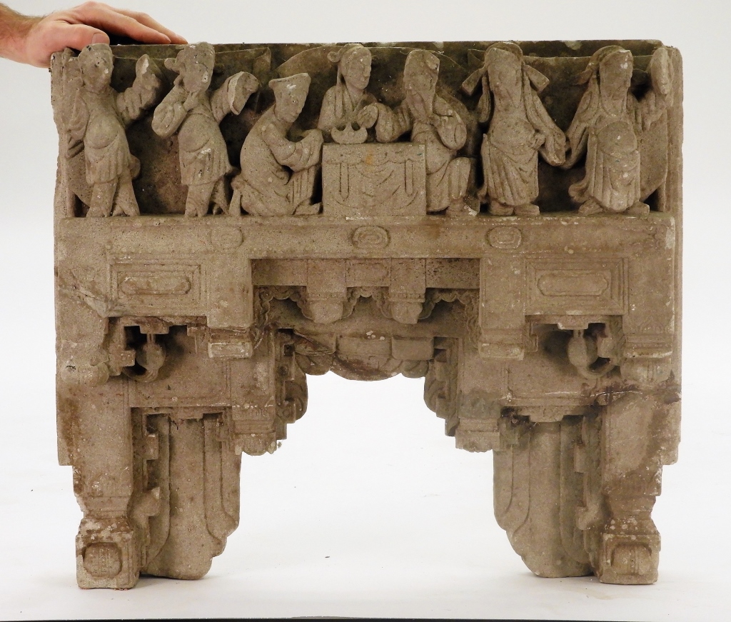 18C CHINESE CARVED SANDSTONE ALTAR 29b50e