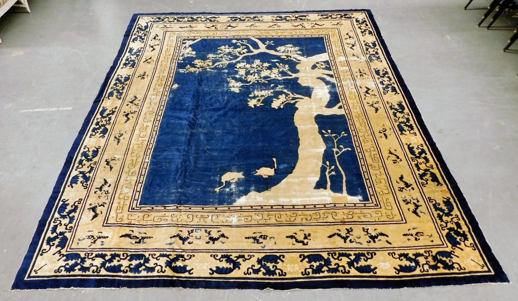 ANTIQUE CHINESE SILK BLUE IVORY 29b511