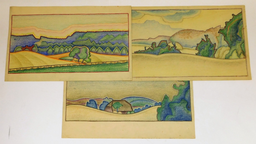 3 OTTO PLAUG ART DECO LANDSCAPE