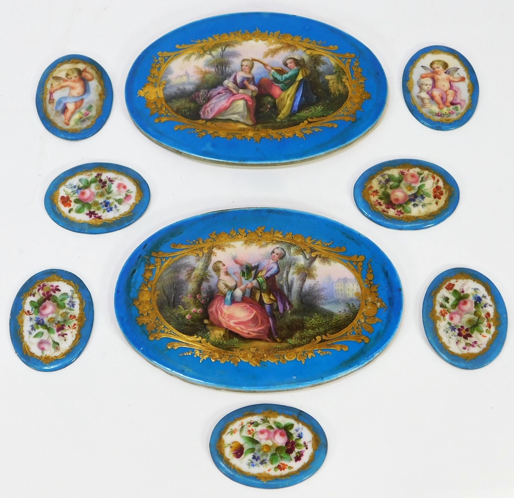 9 FRENCH SEVRES TYPE ENAMELED PORCELAIN 29b5da