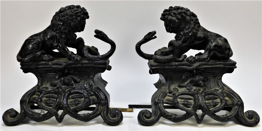 19C FRENCH IRON LION & SERPENT