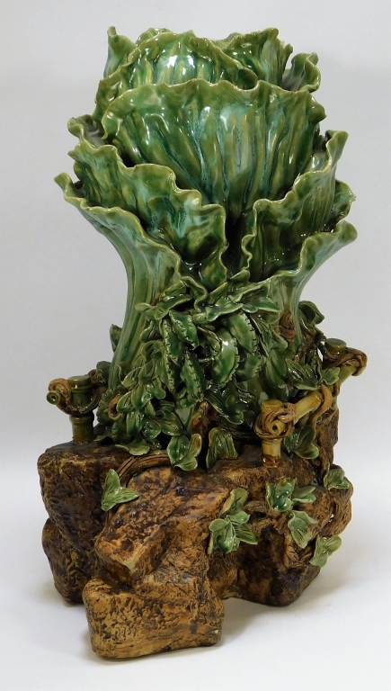 LG STUDIO POTTERY CABBAGE LEAF MAJOLICA