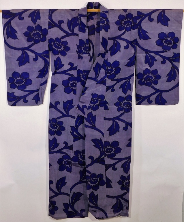 JAPANESE FLORAL PURPLE SILK YUKATA 29b681