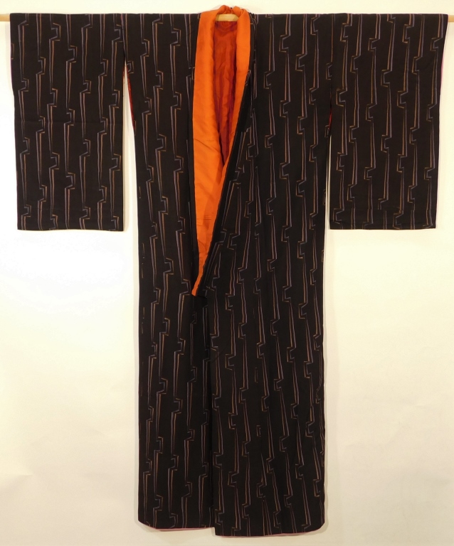 JAPANESE BROWN LINES TOMESODE KIMONO