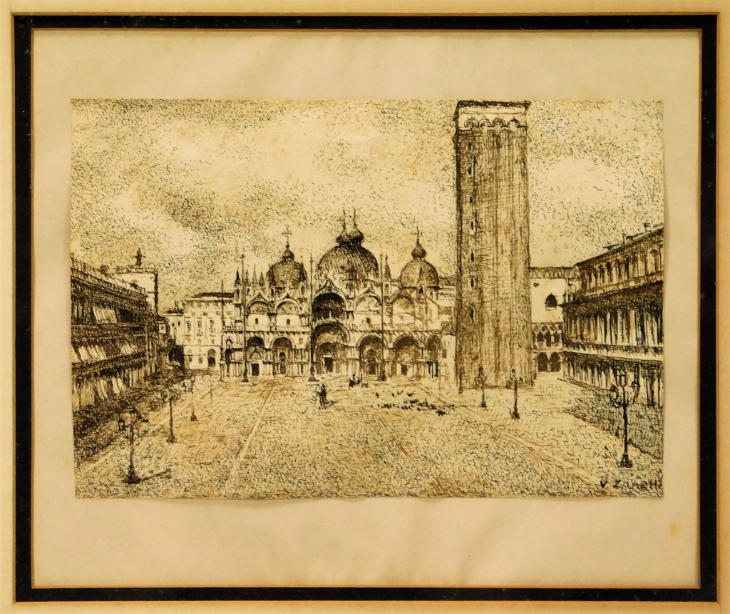 VITTORE ZANETTI CITY STREET SCENE ETCHING