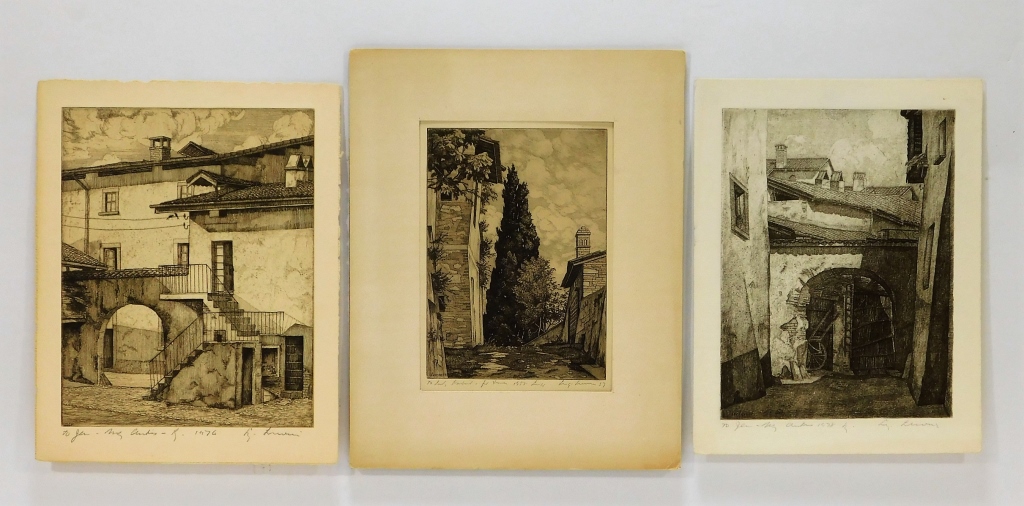 3PC LUIGI LUCIONI LANDSCAPE ETCHING