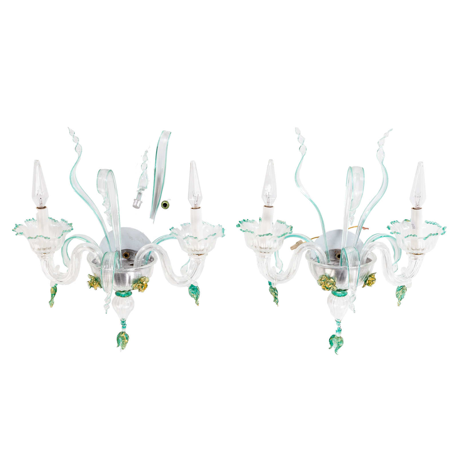 A PAIR OF MURANO GLASS TWO LIGHT 29dedc