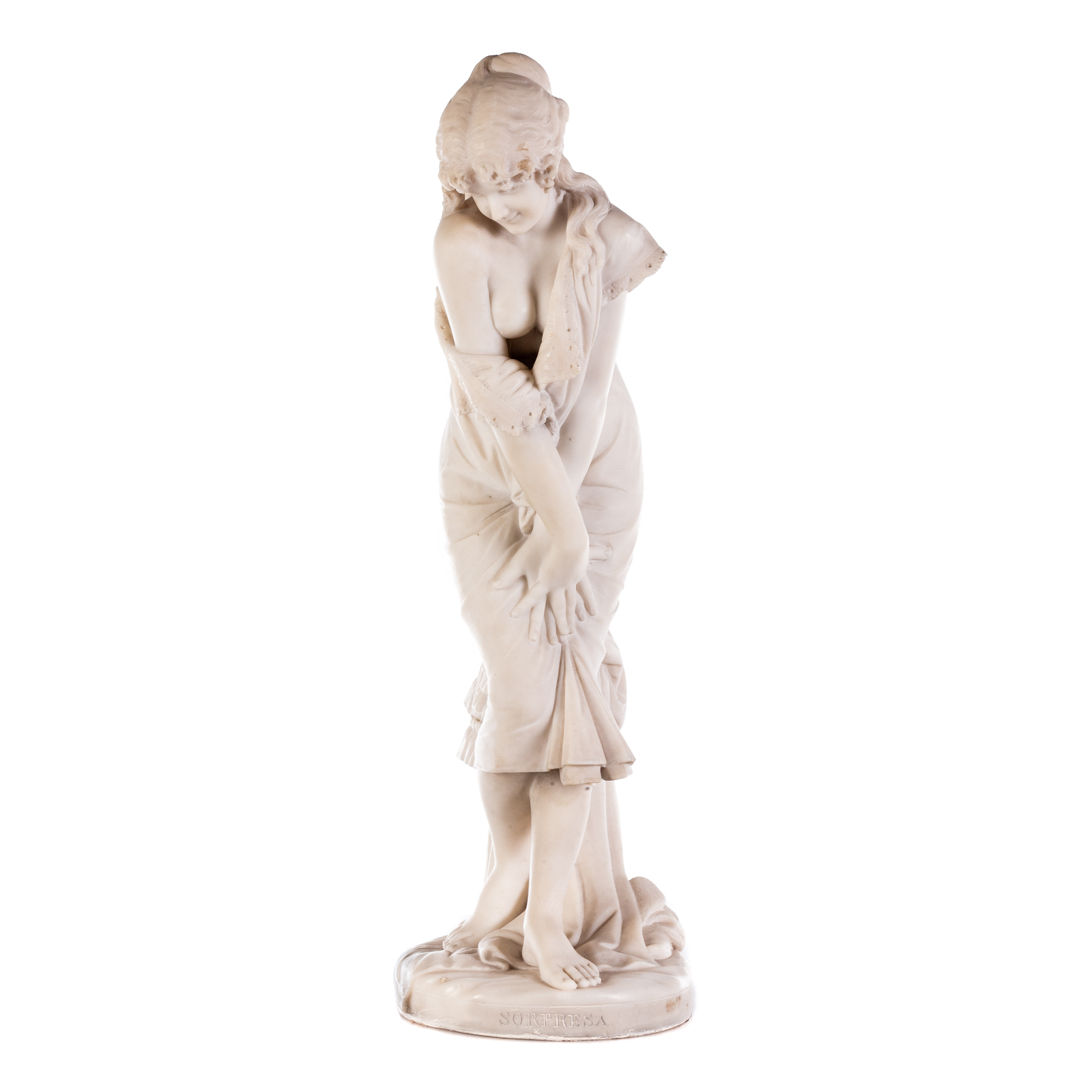 GRANDE TOUR CARVED MARBLE FIGURE,